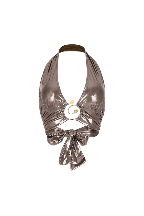 Lustrous Glow Halter Metallic Top