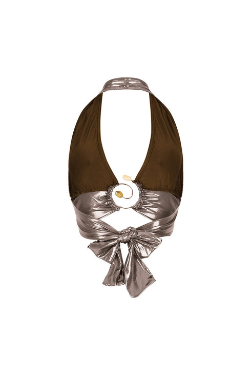 Lustrous Glow Halter Metallic Top