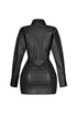 Velora Noir PU Button Up Dress