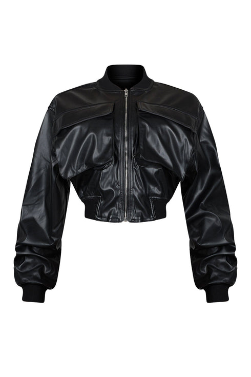 Milan Faux Leather Cargo Jacket