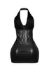 To Be Mine Faux Leather Halter Dress