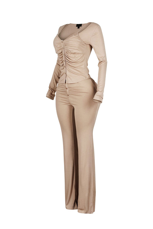 Sunday Drape Soft Henley Top & Pants SET