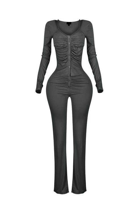 Sunday Drape Soft Henley Top & Pants SET