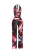Mystique Flow Mesh Print Halter Jumpsuit