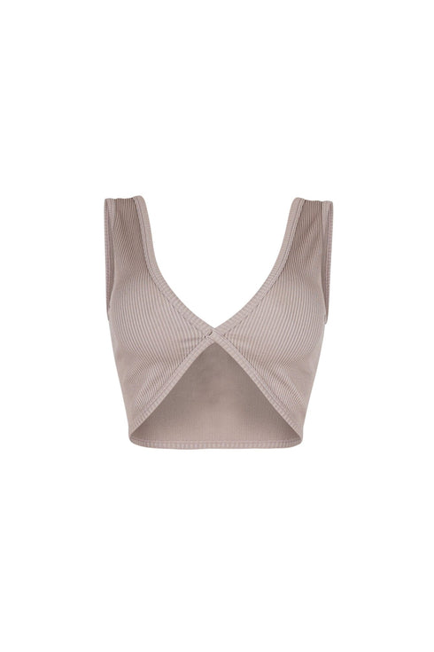 Journee Deep V Ribbed Crop Top