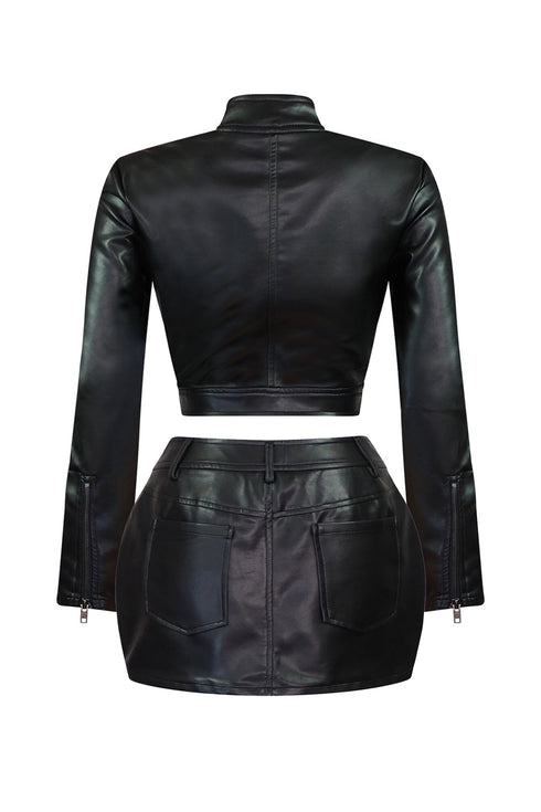 Jax PU Gold Fire Jacket & Skirt SET