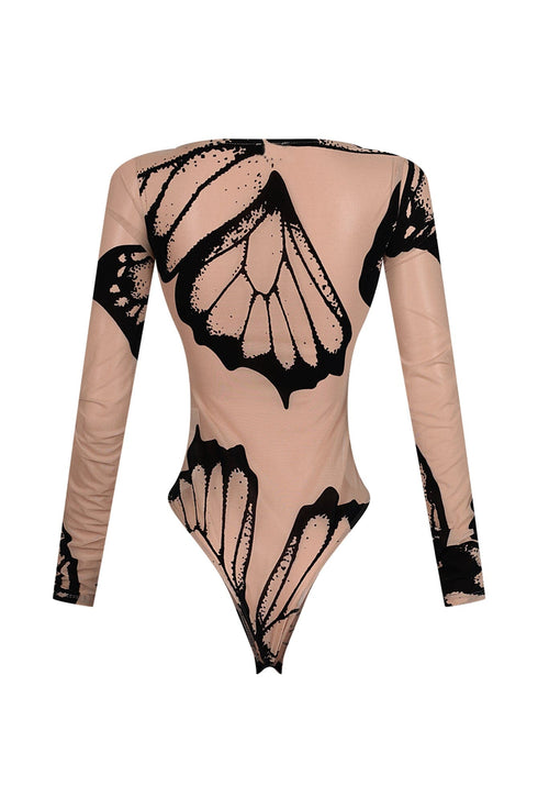 Midnight Burnout Butterfly Mesh Bodysuit