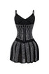 Marie Mesh Rhinestone Pleated Mini Dress