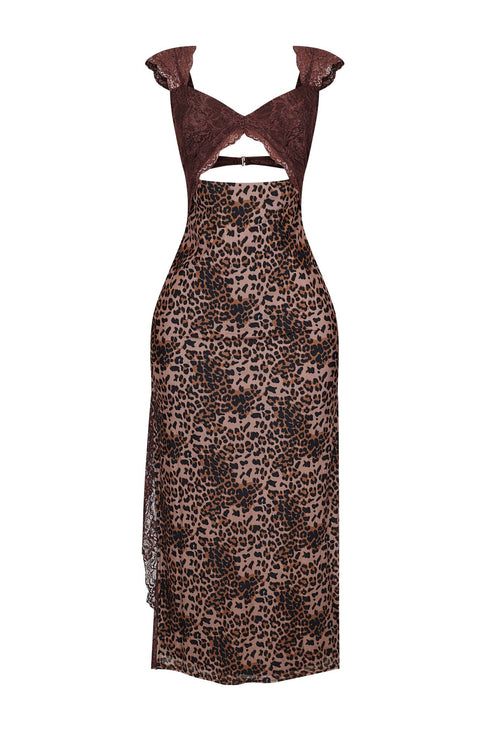 Dalia Leopard Lace Bralette Maxi Dress