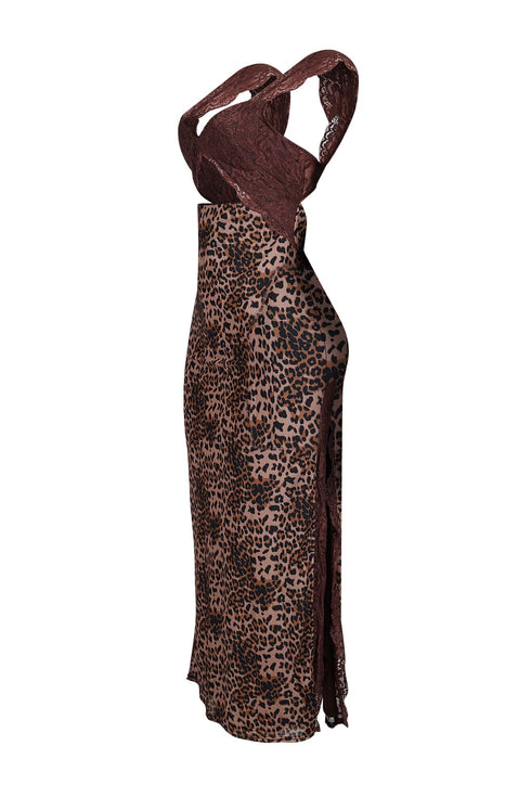 Dalia Leopard Lace Bralette Maxi Dress