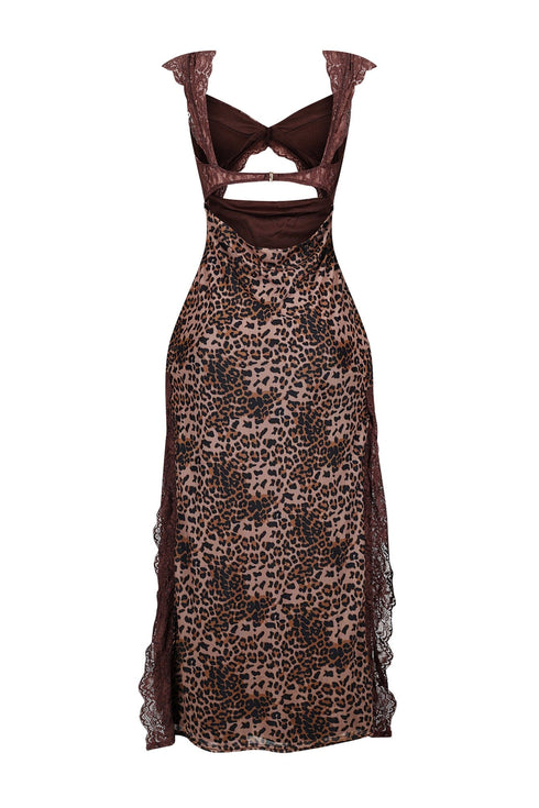 Dalia Leopard Lace Bralette Maxi Dress