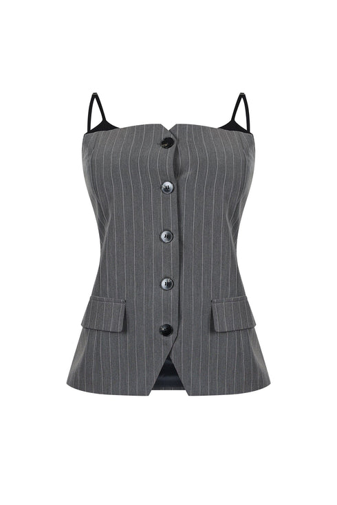 Camilia Pin Stripe Woven Tailored Top