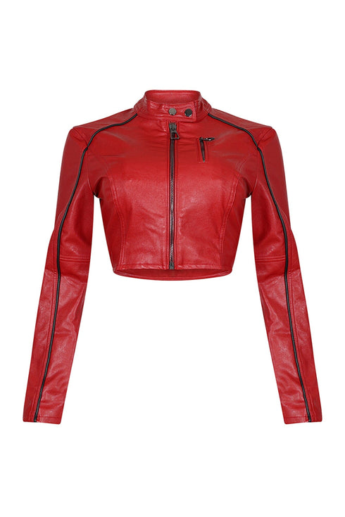 Fall For You PU Crop Jacket