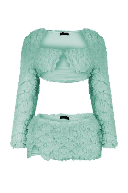 Anabella Faux Fur Cardigan & Skirt SET