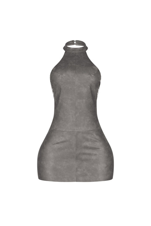 Saddle Up PU Halter Mini Dress