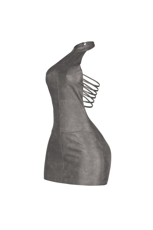 Saddle Up PU Halter Mini Dress