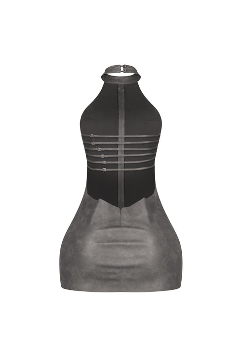 Saddle Up PU Halter Mini Dress