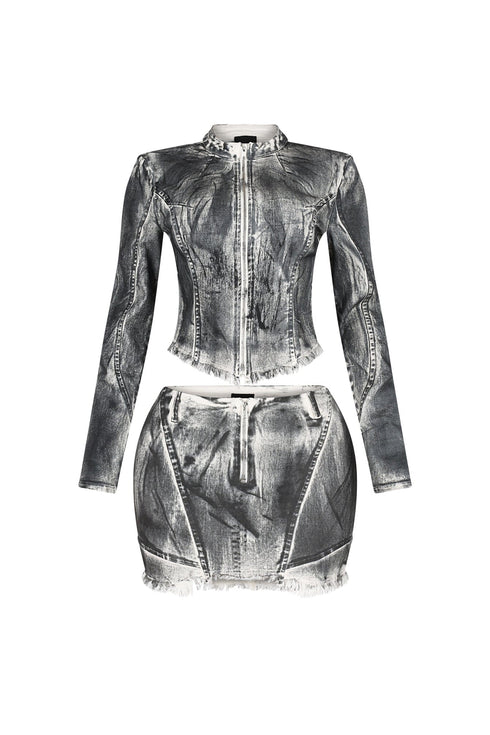 Urban Pop Airbrushed Zip Up Top & Skirt SET