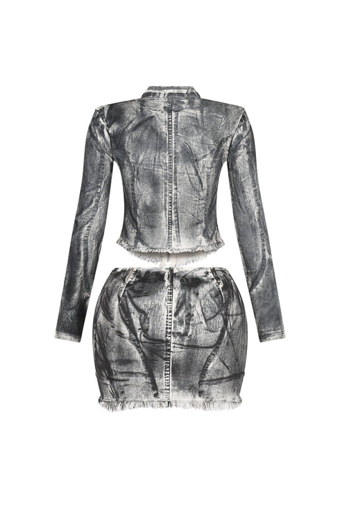 Urban Pop Airbrushed Zip Up Top & Skirt SET