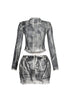 Urban Pop Airbrushed Zip Up Top & Skirt SET