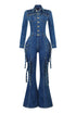 Celene Flare Hem Denim Jumpsuit
