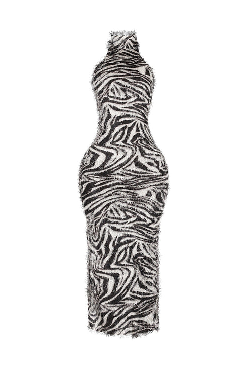 Frayed Grace Zebra Maxi Dress
