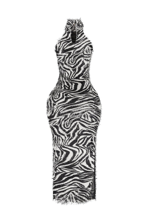 Frayed Grace Zebra Maxi Dress