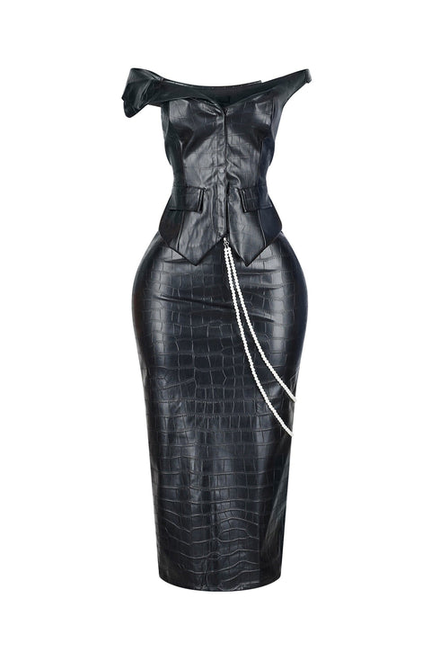 Croc Allure Off Shoulder Top & Skirt SET