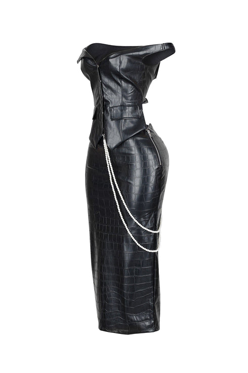 Croc Allure Off Shoulder Top & Skirt SET