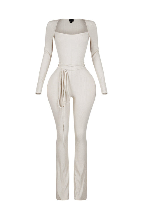 Boerne Ribbed Knit Long Sleeve Jumpsuit