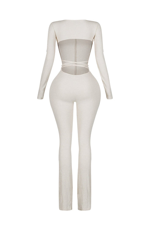 Boerne Ribbed Knit Long Sleeve Jumpsuit