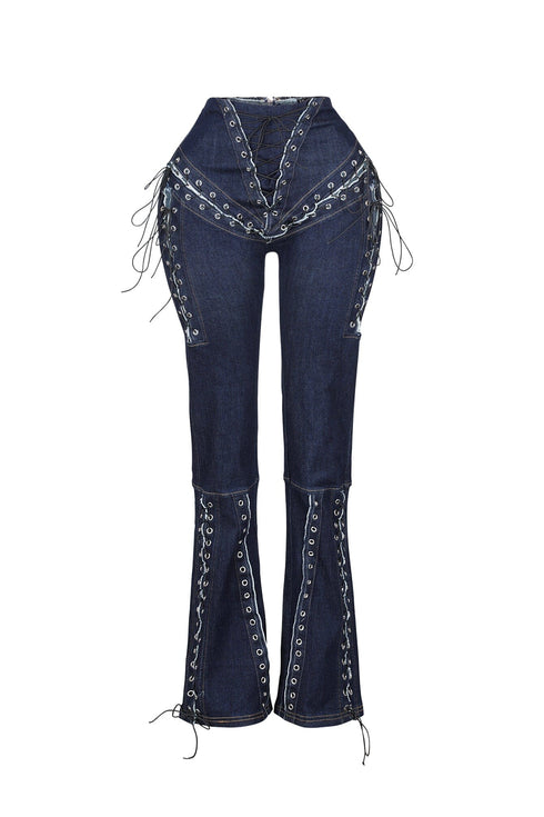 Marise High Waist Lace Up Jeans