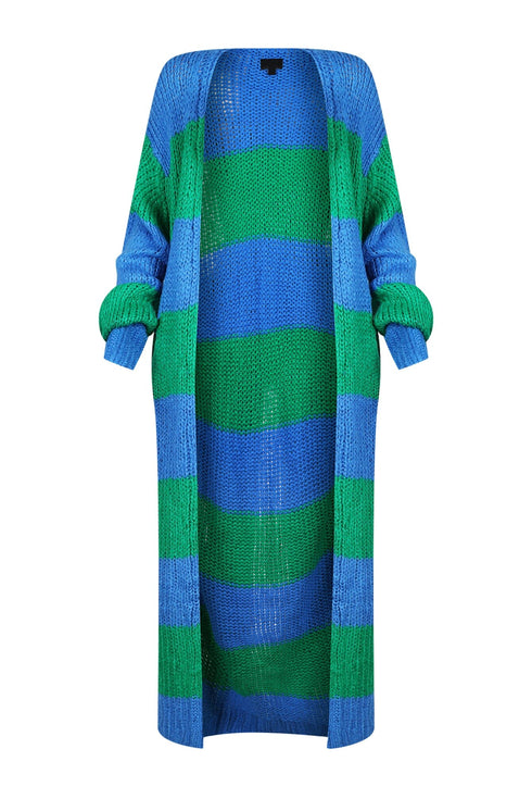 Vivid Dream Color Block Long Cardigan