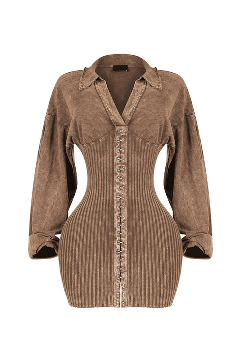 Natasha Mineral Washed Corset Mini Dress