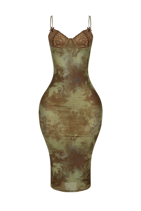 Be My Next Mesh Wire Bust Midi Dress