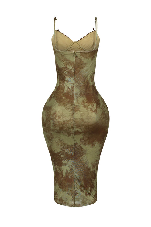 Be My Next Mesh Wire Bust Midi Dress