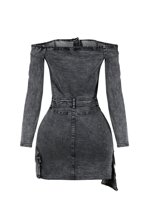 Valencia Off Shoulder Denim Midi Dress