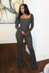 Boerne Ribbed Knit Long Sleeve Jumpsuit