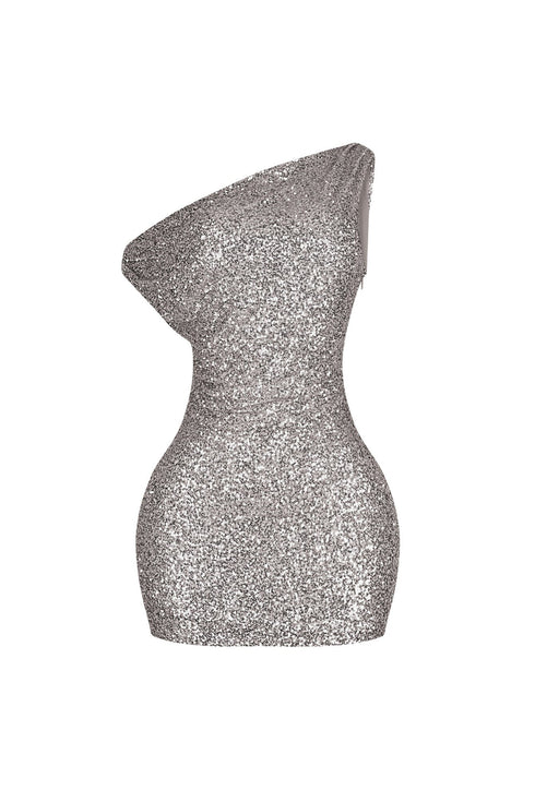 Coralie Sequin One Shoulder Mini Dress