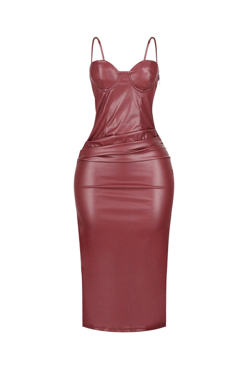 It’s Faux Leather Weather Midi Dress