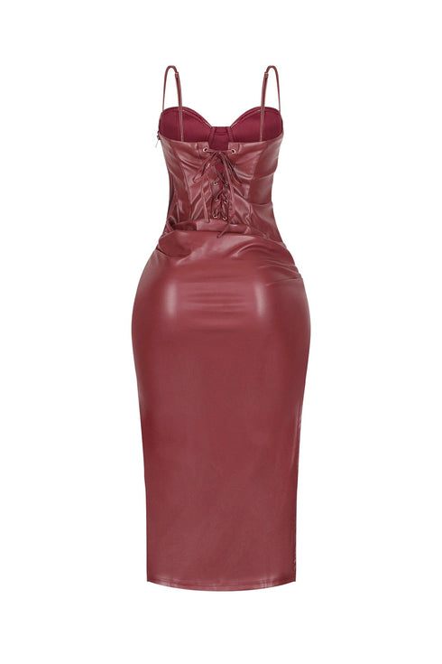 It’s Faux Leather Weather Midi Dress