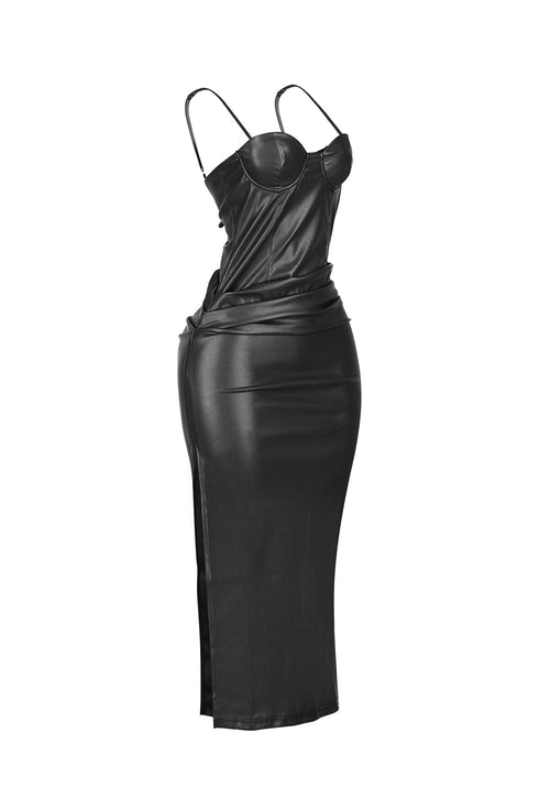 It’s Faux Leather Weather Midi Dress