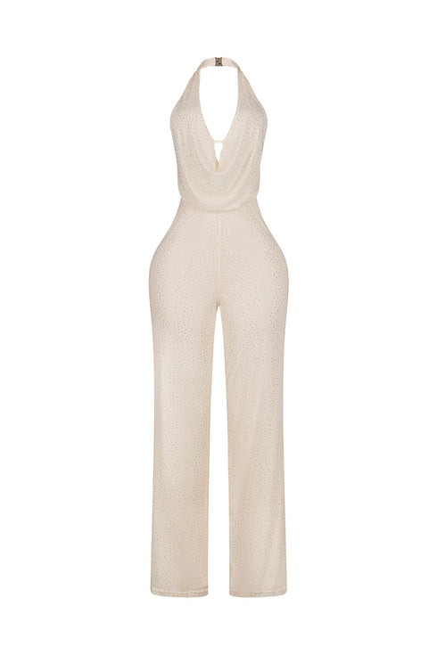 Novara Rhinestone Cowl Neck Jumpsuit