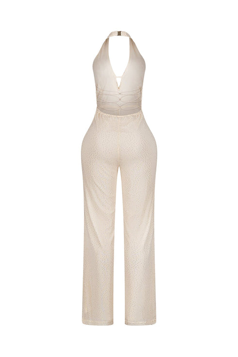 Novara Rhinestone Cowl Neck Jumpsuit