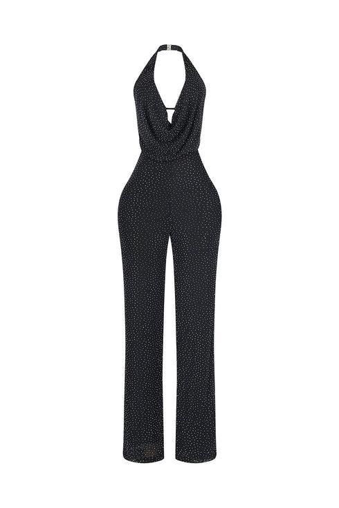 Novara Rhinestone Cowl Neck Jumpsuit