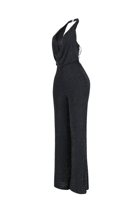 Novara Rhinestone Cowl Neck Jumpsuit