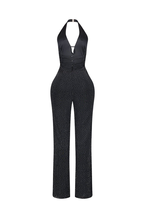 Novara Rhinestone Cowl Neck Jumpsuit