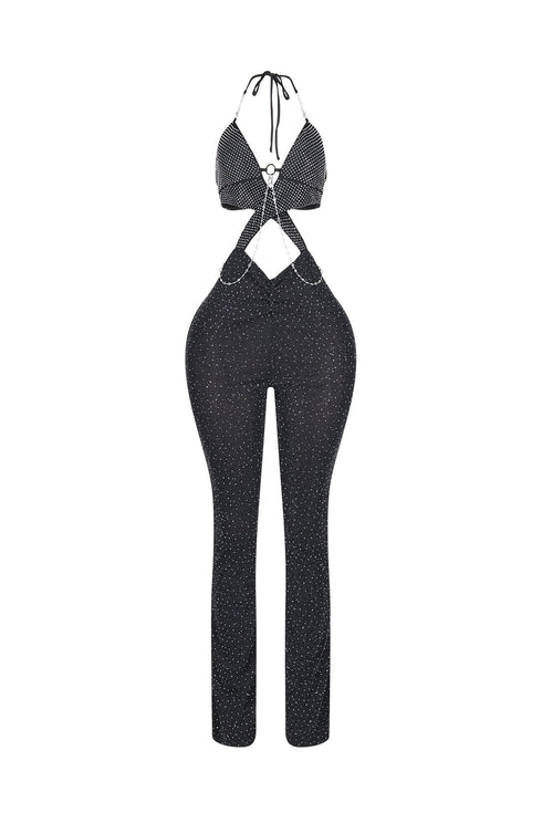 Stage Ready Rhinestone Halter Jumpsuit