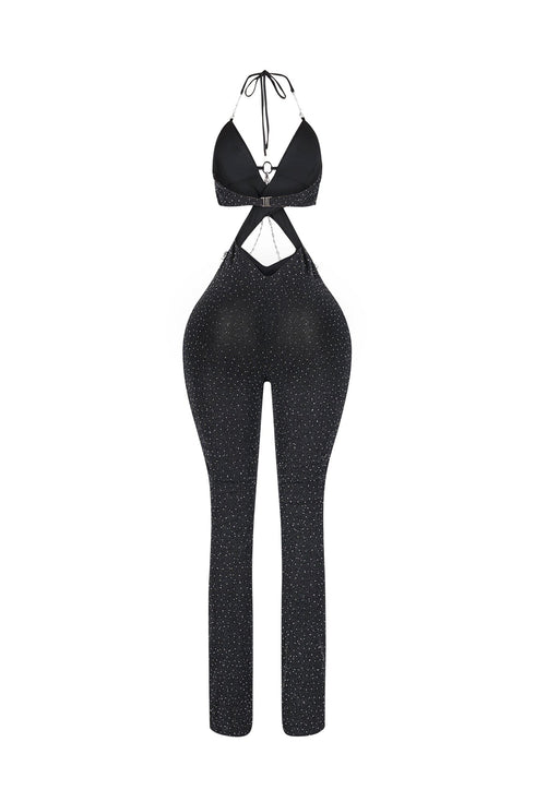 Stage Ready Rhinestone Halter Jumpsuit