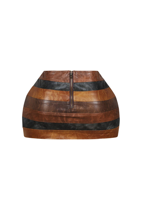 Savanna PU Color Block Mini Skirt